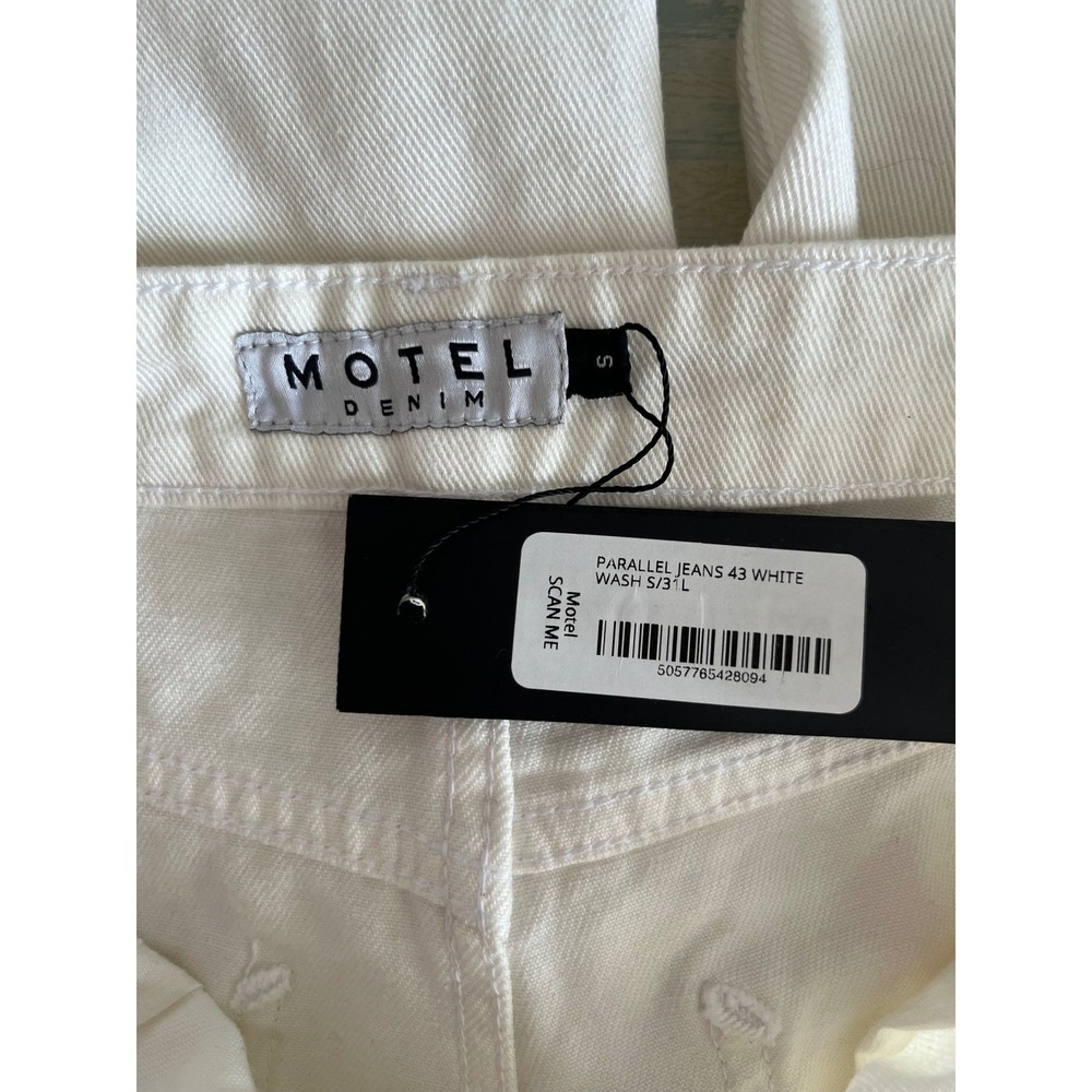 New Motel Parallel Jeans 43 White Straight Leg High‎ Rise Denim Pants S/31L - Picture 4 of 5